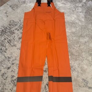 GRUNDENS Vibrant Orange waterproof Bibs with Reflective Stripes